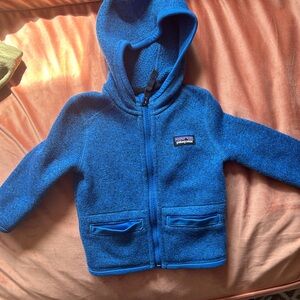 Patagonia Bright Blue Hooded Zip Fleece for Kids